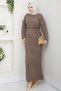 Women's Innerwear Set with Inner Lining, Double Set, Belted Knitwear Dress - 4