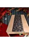 Snowy New Year Black Snowflake Patterned Flat Edge Rectangular Runner - 2