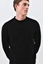 Men's Slim Fit Cotton Thessaloniki Fabric Crew Neck Sweatshirt Black