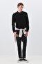 Men's Slim Fit Cotton Thessaloniki Fabric Crew Neck Sweatshirt Black - 2
