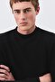 Men's Slim Fit Cotton Thessaloniki Fabric Crew Neck Sweatshirt Black - 3