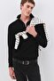 Men's standard fit cotton thessaloniki fabric half-zip stand collar sweatshirt - black - 3