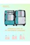 6 Set Green Packing Cubes, Polyester Compression Travel Organizers with Drawstring Closure, - 6