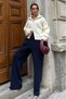 Ecru Double Zipper Women's Knitwear Cardigan Mg2532 - 6