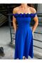 Crepe stretch fabric rose detail midi length evening dress 583262 cobalt blue - 4