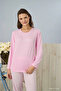 Women's Milan Fabric Crew Neck Pink Pajama Set - 7600 - 3