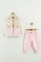 Baby Girl Floral Pattern Vest 3-Piece Tracksuit Set (9-12-18 Months) - 2