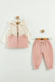 Baby Girl Floral Pattern Vest 3-Piece Tracksuit Set (9-12-18 Months) - 2