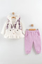 Girl baby buttoned plush tracksuit 3-piece set (9-12-18 months) - 2