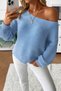 Women's Boat Neck Oversize New Season Loose Knit Sweater - 2