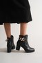 Women's Black Heeled Luxury Chain Buckle Detailed Stylish Design Boots - 4