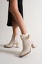 Women's Brown Heeled Luxury Chain Buckle Detailed Stylish Design Boots - 4