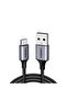 كابل شحن سريع مضفر من النايلون USB إلى USB-C بطول 1 متر - رمادي