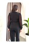 Women's Black Plus Size Jacket Collar Stone Detailed Long Sleeve Evening Dress Two Piece Set - 6