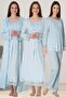Women's Blue Lace Long Sleeve Special Design Cotton Maternity Pajamas Set Nightgown Set
