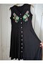 Embroidered, 95% Viscose, Buttoned All Over, V-Neck, Can Be Worn under a Jacket, Stylish Sleeveless Dress - 4