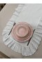 100% Cotton Raw Linen Frilled Oval Runner White (45X140) - 2