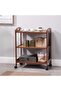 FFD Bamboo Kitchen Island With Movable Wheels - 3-Floor Food Serving Trolley With Handle - Wooden