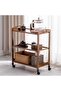 FFD Premium Bamboo Kitchen Trolley – 3 & 4 Tier Rolling Utility Cart | Multipurpose Storage & - 6
