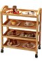 FFD Bamboo Food Serving Trolley With Movable Wheels - Kitchen Island Cart With Handle - Wooden - 8