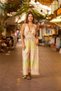 Green color halter neck backless silk rompers