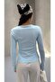 Women's V-Neck Buttoned Cardigan Blouse - 7