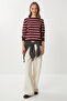 Striped Knitwear Sweater Lpf0103 Bordo Kemik - 2