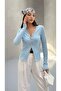 Women's V-Neck Buttoned Cardigan Blouse - 4