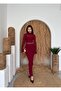 Burgundy High Neck Lined Maxi Long Premium Lace Dress - 8