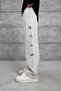 Men's Sweatpants Unstoppable Written on the Bottom Cream Oversize Baggy Loose Fit 3 Yarns Without Ruffles - 3