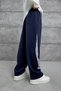 Men's Sweatpants with Returned Lettering, Navy Blue, Oversize, Loose Fit, 3 Yarns, Without Drawstrings - 4