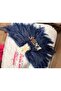 Navy Blue Bridal Fan with Name Writable in Gold Color - 4