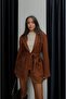 Tan Wide Pocket Belted Suede Jacket