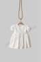 Ecru Short Sleeve Cotton Fisto Fabric Snap Closure Girl's Baby Dress - 5