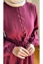Layered Half-Patch Muslin Dress 5100 Burgundy - 2