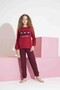 Tarik Women's Red Teddy Bear Pattern Mother-Daughter Matching Thermal Winter Warm Soft Pajama Set - 5