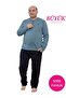 Men's Blue Plus Size 3 Button 100% Cotton Seasonal Long Sleeve Pajama Set with Pockets