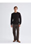 Brown Crew Neck Checkered Men's Knitwear Sweater - 2