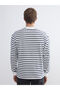 Navy Blue Striped Long Sleeve Men's Sweatshirt - 4
