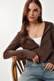 Zippered Hooded Soft Modal Sweatshirt Lan0059 Brown - 3