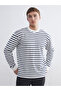 Navy Blue Striped Long Sleeve Men's Sweatshirt