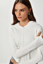 Zippered Hooded Soft Modal Sweatshirt Lan0059 Ekru