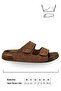 Men's Double Velcro Leather Slippers – Stretchy-Soled Comfortable Everyday Slippers C Tan - 3
