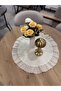 Ruffled Scalloped Oval Decorative Coverlet Duck Linen (50 cm) - 7