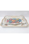 Tea Tray 42X32X4 cm and 37X26.5 cm 2-Piece Patterned Plastic Rectangular Tea Coffee Tray Serving Tray - 4