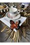 1 Piece of Stoned Butterfly Embroidered Coffee Side Presentation Napkin - 2