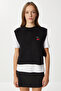 Cherry Embroidered Tied Crop Knit Sweater Lmt0027 Black - 4