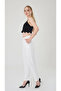 Women's white slim fit fabric pants - 3