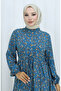 Half Buttoned Waist Lace-Up Dress 0139-03 Petrol - 4