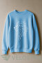 Unisex Linear Lion Printed 3 Thread Inner Ribbed Crew Neck Sweatshirt